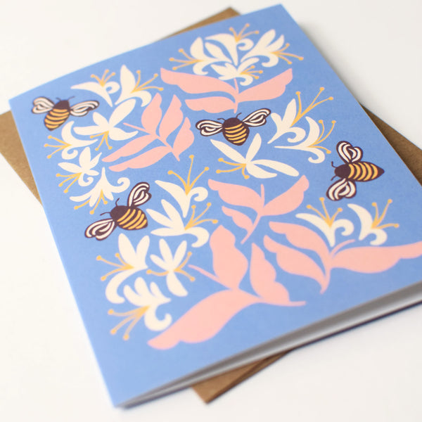 Bees & Honeysuckle Card