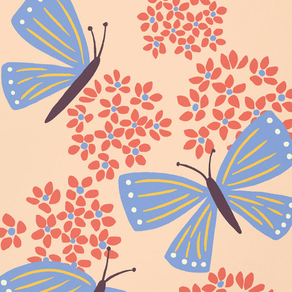 Close-up view of the Butterflies & Milkweed Art Print from Nuthatch Studio