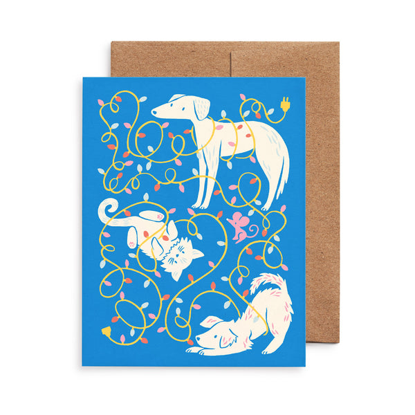 Merry Pets & Christmas Lights Card