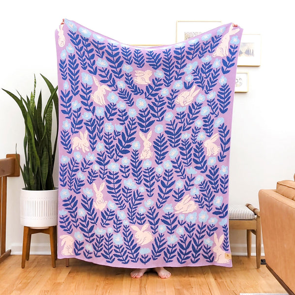Bunny Meadows Throw Blanket - Lavender Blue