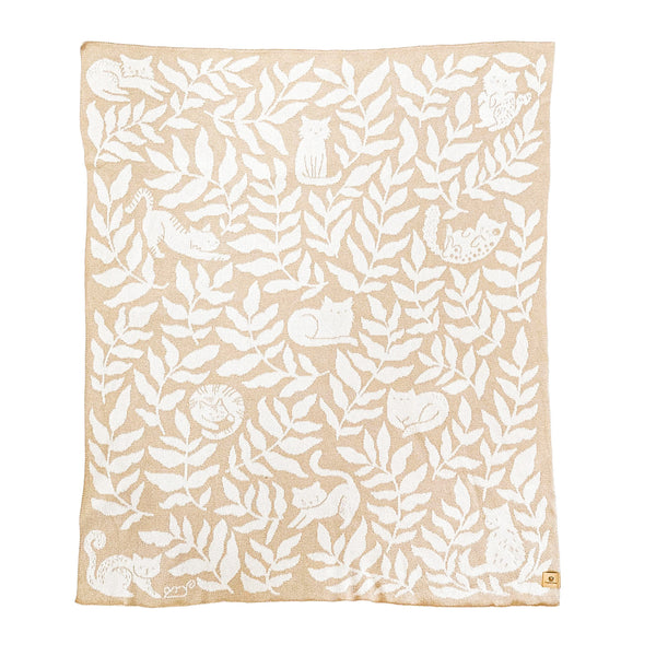 Cat Club Throw Blanket - Cream
