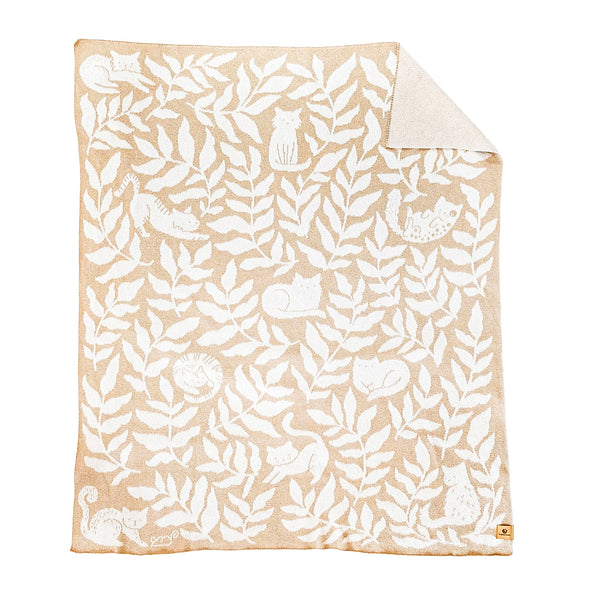 Cat Club Throw Blanket - Cream
