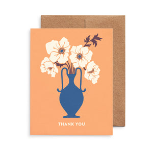 White Anemone Flower Vase Thank You Card