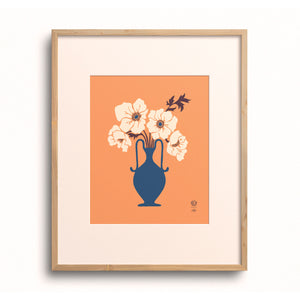 White Anemone Flower Vase Art Print
