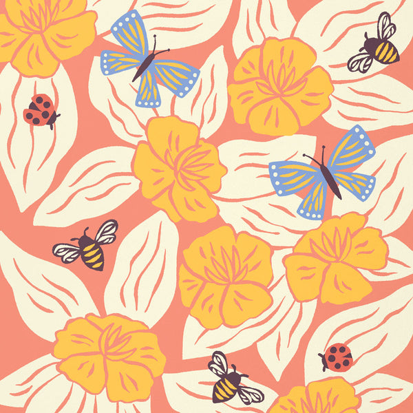 Close-up view of the Butterfly Garden Art Print from Nuthatch Studio