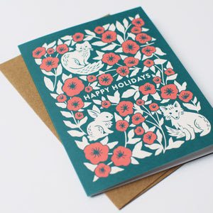 Winter Fox, Rabbit, & Ermine Christmas Card