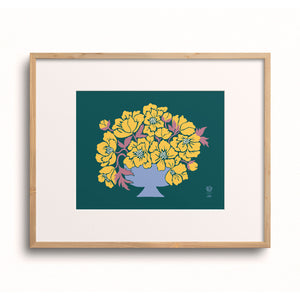 Yellow Peony Flower Vase Art Print