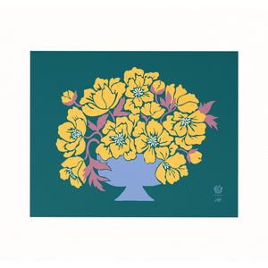 Yellow Peony Flower Vase Art Print