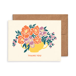 Peony & Pansy Flower Vase Thank You Card
