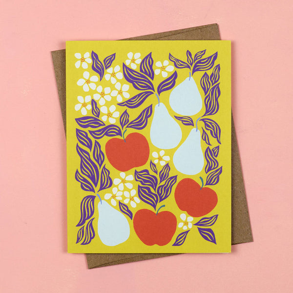 Apples and pears greeting card by Nuthatch Studio