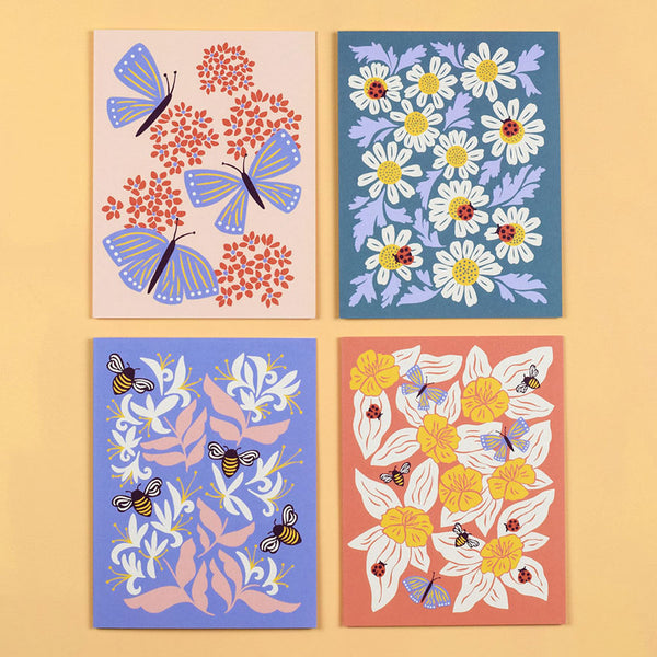 Assorted set of butterfly garden greeting cards by Nuthatch Studio