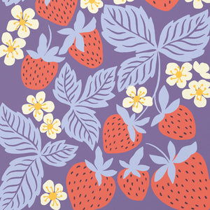 Close-up view of the Strawberry Patch Art Print from Nuthatch Studio