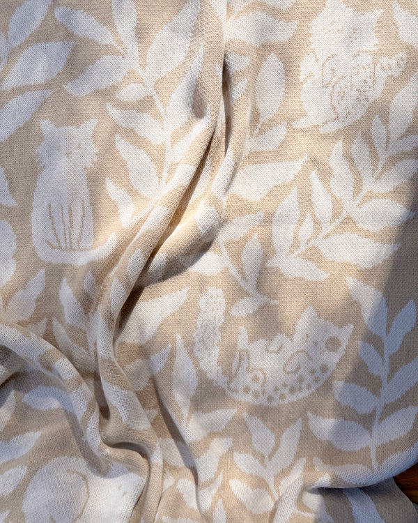Cat Club Throw Blanket - Cream