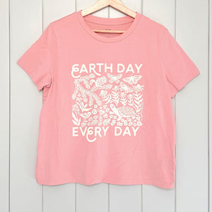 Upcycled Light Pink Earth Day Every Day T-Shirt - Women’s Size Large