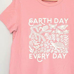 Upcycled Light Pink Earth Day Every Day T-Shirt - Women’s Size Large