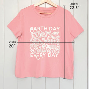 Upcycled Light Pink Earth Day Every Day T-Shirt - Women’s Size Large