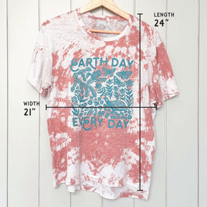 Upcycled Mauve Tie-Day Earth Day Every Day T-Shirt - Women’s Size Large