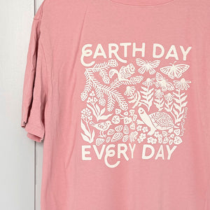 Upcycled Dusty Pink Earth Day Every Day T-Shirt - Women’s Size Medium