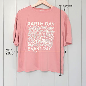 Upcycled Dusty Pink Earth Day Every Day T-Shirt - Women’s Size Medium