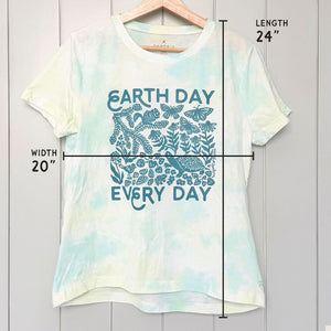 Upcycled Lime Green Tie-Dye Earth Day Every Day T-Shirt - Women’s Size Medium