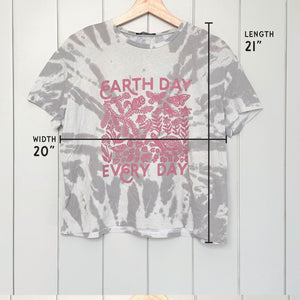 Upcycled Gray Tie-Dye Earth Day Every Day T-Shirt - Women’s Size Medium