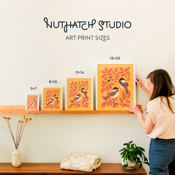 Art print sizing guide from Nuthatch Studio