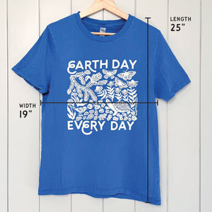 Upcycled Blue Earth Day Every Day T-Shirt - Unisex Size Small