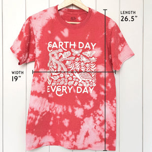 Upcycled Red Tie-Dye Earth Day Every Day T-Shirt - Unisex Size Small