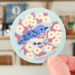 Bluebird & Hydrangea Sticker
