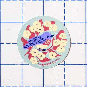 Bluebird & Hydrangea Sticker