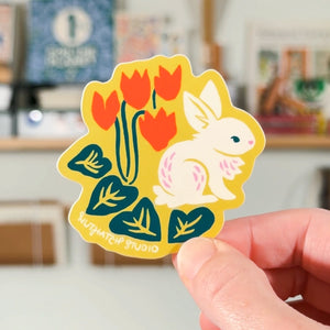 Bunny & Flowers Sticker