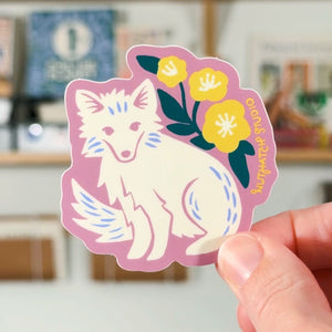 White Fox Sticker