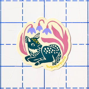 Fawn & Flowers Sticker