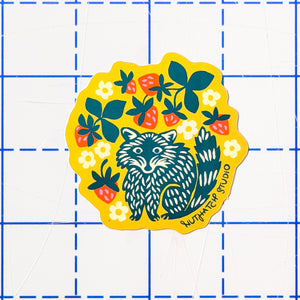 Raccoon & Strawberries Sticker