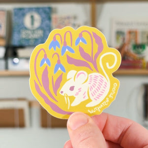 Field Mouse & Flowers Sticker