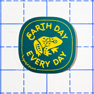 Earth Day Every Day Frog Sticker