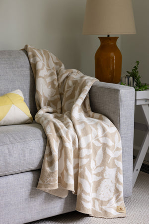 Cat Club Throw Blanket - Cream