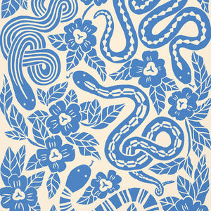 Close up of Cerulean Garden Snakes art print by Chrissie Van Hoever