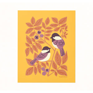 Chickadees & Hickory Art Print