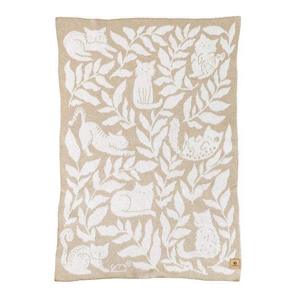 Cat Club Blanket - Cream - Recycled Blend