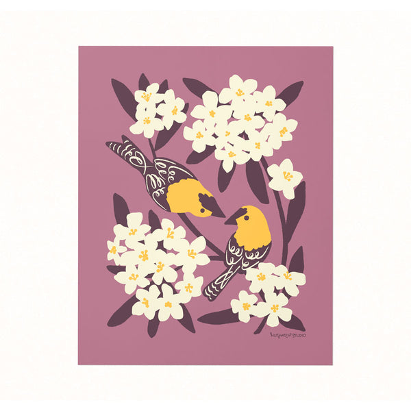 Goldfinches & Oleander Art Print