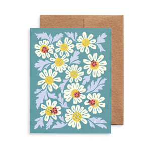 Ladybug and chamomile greeting card by Nuthatch Studio