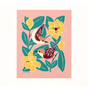 Nuthatches & Magnolia Art Print