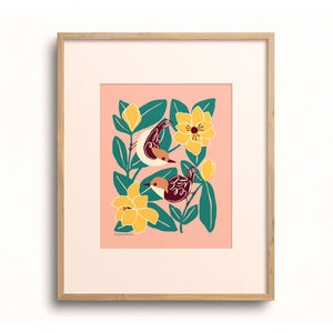 Nuthatches & Magnolia Art Print