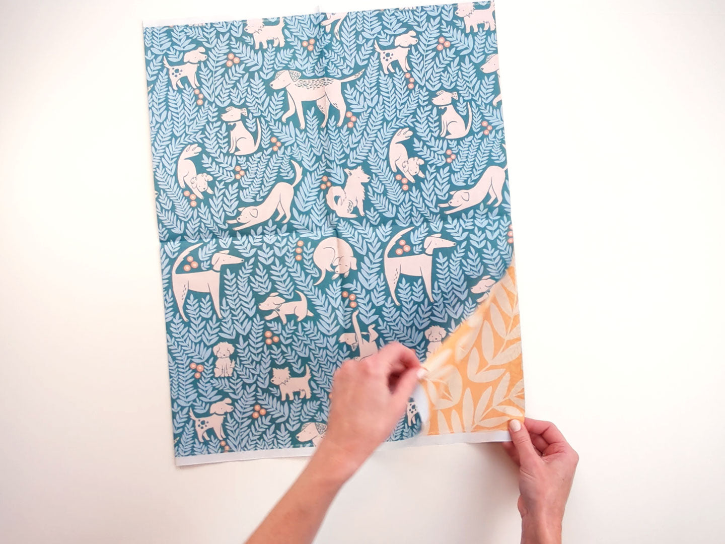 Video of unfolding a sheet of dog park wrapping paper